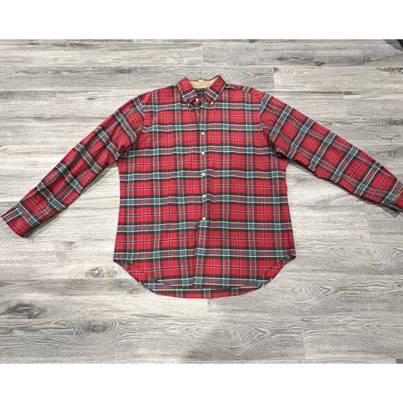 VTG Polo Ralph Lauren SHIRT XL Men Button Up Blue Red Plaid Baggy 90s Tartan - Picture 1 of 5